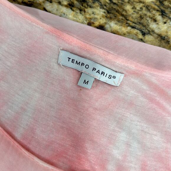 Tempo Paris Pink Tie Dye Flowy Boho Two-Layer Blouse Top Size M - Picture 4 of 6